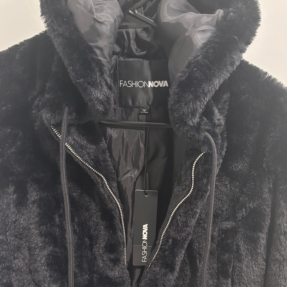 Fashion Nova Charcoal Faux Fur Coat